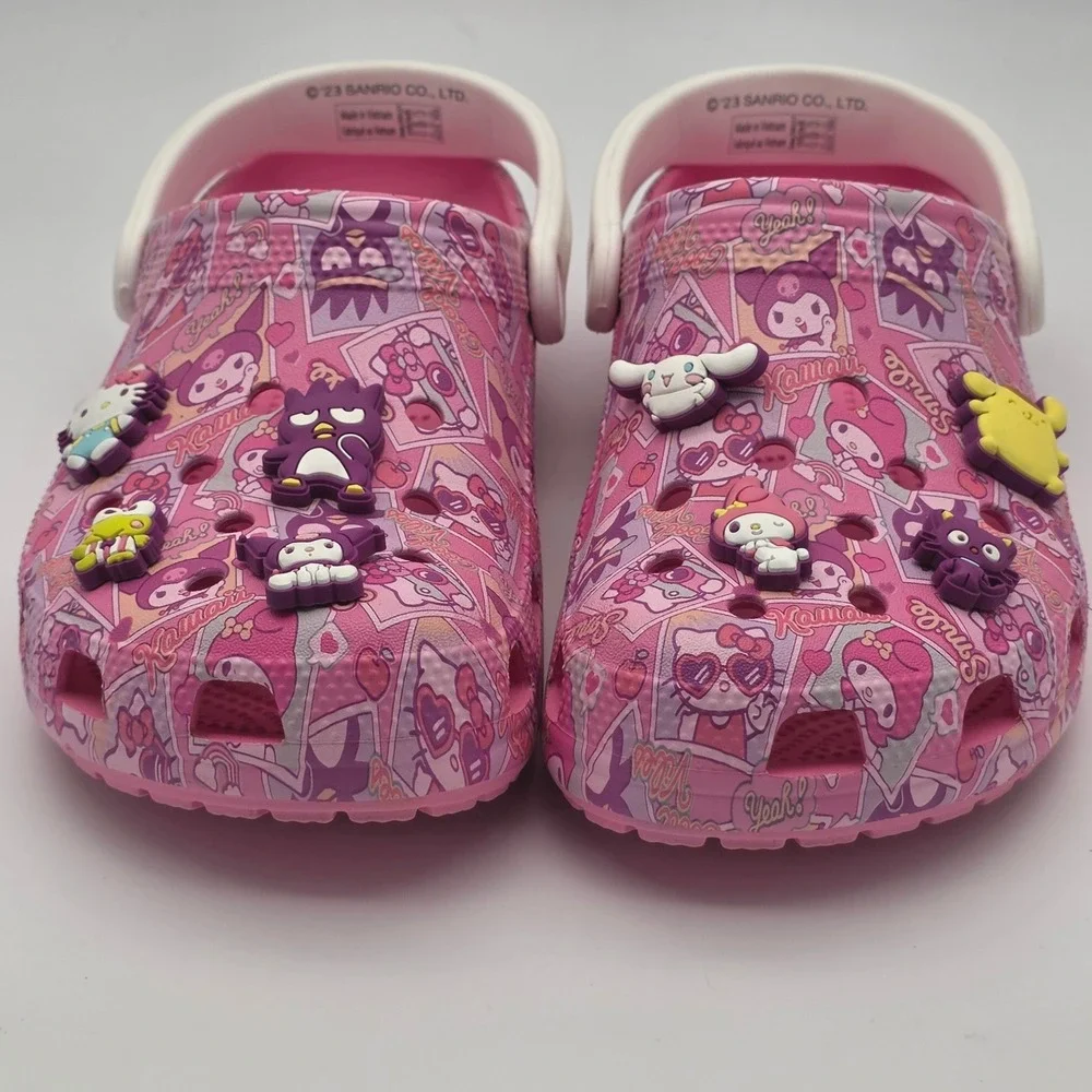 Crocs Hello Kitty Sanrio Clogs Womens 8 Pink Kawaii Jibbitz Limited Edition - Picture 2 of 11